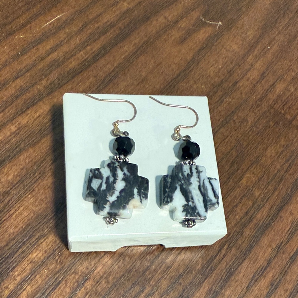 Black and White Marble Earrings